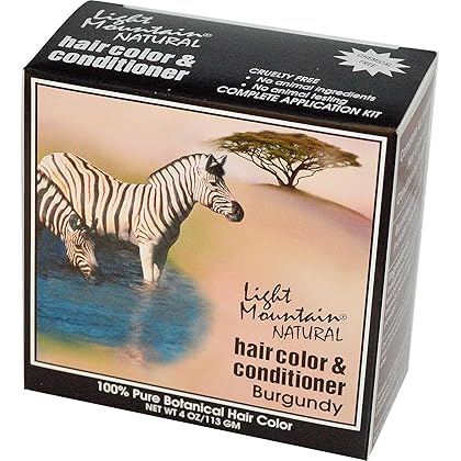 Light Mountain Henna Hair Color & Conditioner, Burgundy - Organic Henna Leaf Powder, Pure Botanical Semi-Permanent Hair Color with Conditioning Benefits, 4 Oz