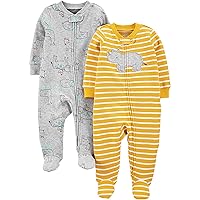 Baby Boys' 2-Pack 2-Way Zip Cotton Footed Sleep and Play