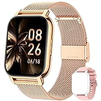 Popglory Smart Watch Answer/Make Calls, 1.85'' Smartwatch with AI Voice Control, Blood Pressure/SpO2/Heart Rate Monitor, Fitness Tracker Watch 2 Straps for Men Women for iOS Android Phones