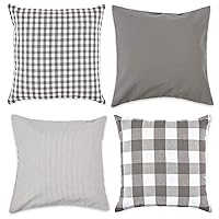 DII Decorative Square Throw Pillow Cover Collection Cotton, Machine Washable, Hidden Zipper, 18x18, Gray Assorted, 4 Piece