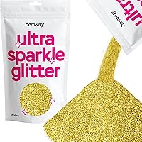 Hemway Premium Ultra Sparkle Glitter Multi Purpose Metallic Flake for Nail Art, Cosmetic Graded, Makeup, Festival, Party, Hair, Body and Eyes 100g / 3.5oz - Gold