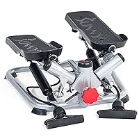 Sunny Health & Fitness Advanced Twist Stepper Machine with Resistance Bands, Portable Mini Stair Stepper Aerobic Indoor Exercise Equipment for Full Body Workout - SF-S0979, Grey