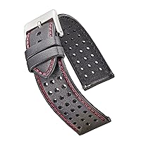 ALPINE Genuine Perforated Leather for Watch Band - Quick Release Replacement Watch Bands for Women & Men - Stainless Steel Buckles - Compatible with Regular & Smart Watch Bands