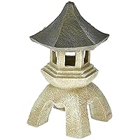 NG29870 Asian Decor Pagoda Lantern Indoor/Outdoor Statue, 11 Inches Wide, 11 Inches Deep, 17 Inches High, Handcast Polyresin, Two Tone Stone Finish