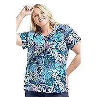 Strictly Scrubs Stretch Women's Tropical Mix Print Fashion Scrub Top (XS-3X) – Criss Cross Trim Medical Scrub Top