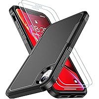 for iPhone XR Case, [10 FT Military Grade Drop Protection] [Non-Slip] [2 pcs Tempered Glass Screen Protector] Shockproof Airbag Cushion Protective Case for iPhone XR 6.1” (Black)