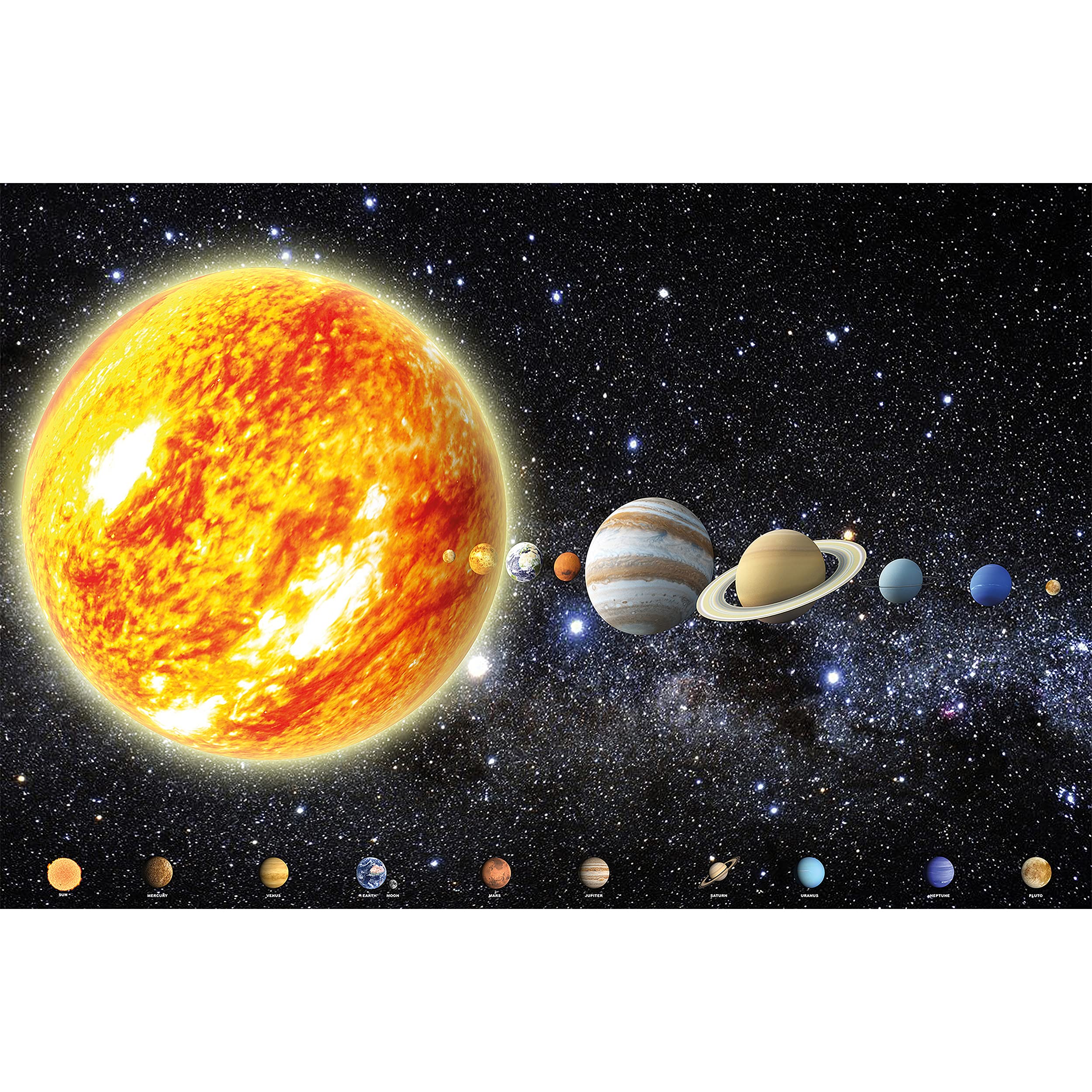 Poster – Solar System – Picture Decoration Outer Space Galaxy Cosmos Universe Planets Stars Earth Sun Moon Orbit Educational Image Photo Decor Wall...