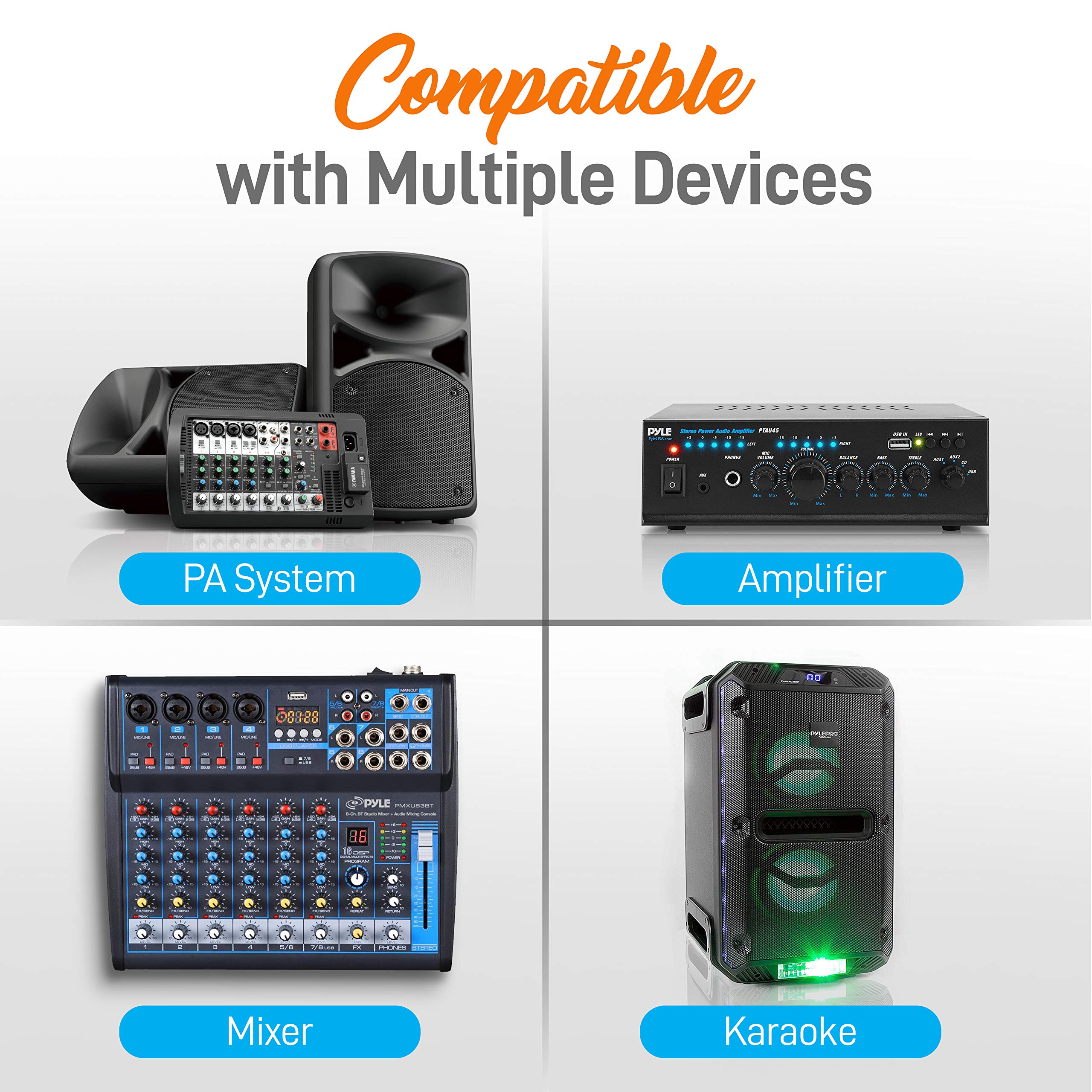 PYLE-PRO Professional Wireless Microphone System - Dual UHF Band, Wireless, Handheld, 2 MICS With 8 Selectable Frequency Channels, Independent Volume Controls, AF & RF Signal Indicators - PDWM3375