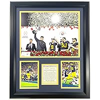 University of Michigan Wolverines Football | 2023 CFP National Champions | Framed Double Matted Photo Collages | (Rose Bowl, 18