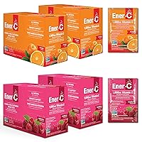 Ener-C Orange + Raspberry Multivitamin Drink Mix Powder Bundle Vitamin C 1000mg Plus Electrolytes - Natural Immune & Energy Support for Women & Men - 120 Packets