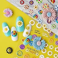 3pcs Smiley Face Nail Stickers Ultra Thin 3D Embossed Delightful Peel Off Happy Emoji Sunflower Sticker Tips Nail Decals