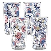 Tervis Fiesta Reef Life Made in USA Double Walled Insulated Tumbler Cup Keeps Drinks Cold & Hot, 16oz - 4pk, Assorted