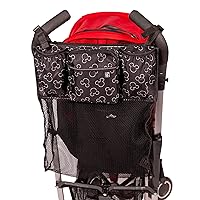 Disney Baby by J.L. Childress Stroller Organizer with Cup Holders and Mesh Storage Compartment - Disney World Travel Essential - Universal Stroller Accessory with XL Storage Bag - Mickey Mouse Black