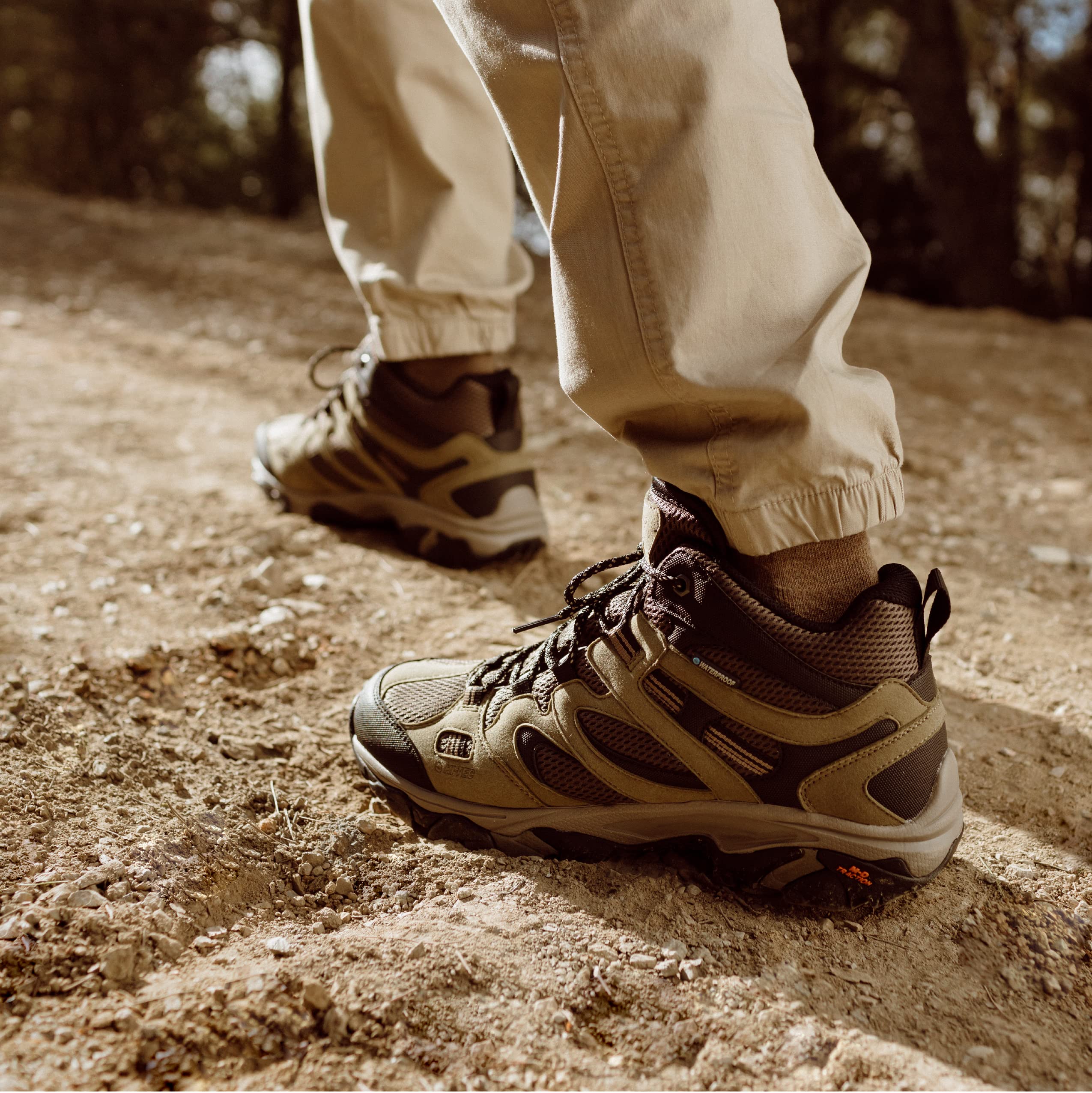 HI-TEC Ravus WP Mid Waterproof Hiking Boots for Men, Lightweight Breathable Outdoor Trekking Shoes