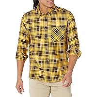 HUGO Men's Relaxed Fit Checked Flannel Button Down Shirt