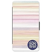 iPhone Xs Max, Phone Wallet Case Compatible with iPhone Xs Max [6.5 inch] Vintage Stripes Pastel Monogrammed Personalized Protective Case IPXSMW Black