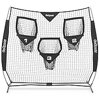 GoSports Football Throwing Net - 8 x 8 ft or 6 x 6 ft Nets - Choose Black or Red