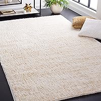Safavieh Berber Shag Collection Area Rug - 8' x 10', Ivory & Beige, 1.2-inch Thick Ideal for High Traffic Areas in Living Room, Bedroom (BER563A)