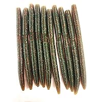 5 Inch Rubber Fishing Worm - Bass Fishing Worm - Premium Quality Soft Baits for Bass - Easy to Use Bass Fishing Stick Bait - 10 Count Bag (Watermelon)
