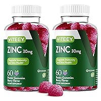 Zinc Gummies Adult & Teens - 30mg - Immune Health Support & Antioxidant Support - Vitamin Zinc Supplement - Vegan, Gelatin Free, GMO Free - Tasty Chewable Berry Flavored Gummy