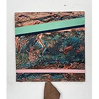 BLEND OF AMBROSIA - Small Square Farrow & Ball Abstract Striped Collage Painting Steven Tannenbaum Tao-E (Original) - 11.5