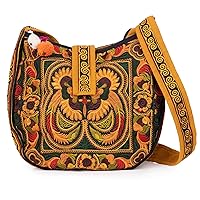 Handmade Round Crossbody Bag with Hmong Tribes Embroidery from Thailand