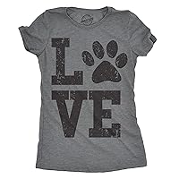 Womens Love Paw T Shirt for Dog Mom Pet Lover Cool Funny Graphic Tee