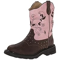 ROPER Toddler Girls Saddle Light Embroidery Round Toe Casual Boots Mid Calf - Brown, Pink