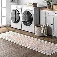 nuLOOM Tracie Machine Washable Floral Medallion Ultra Thin Runner Rug, 2' 6