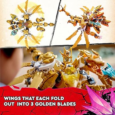 LEGO NINJAGO Lloyd’s Golden Ultra Dragon Toy for Kids, 71774 Large 4 Headed  Action Figure with Blade Wings Plus 9 Minifigures