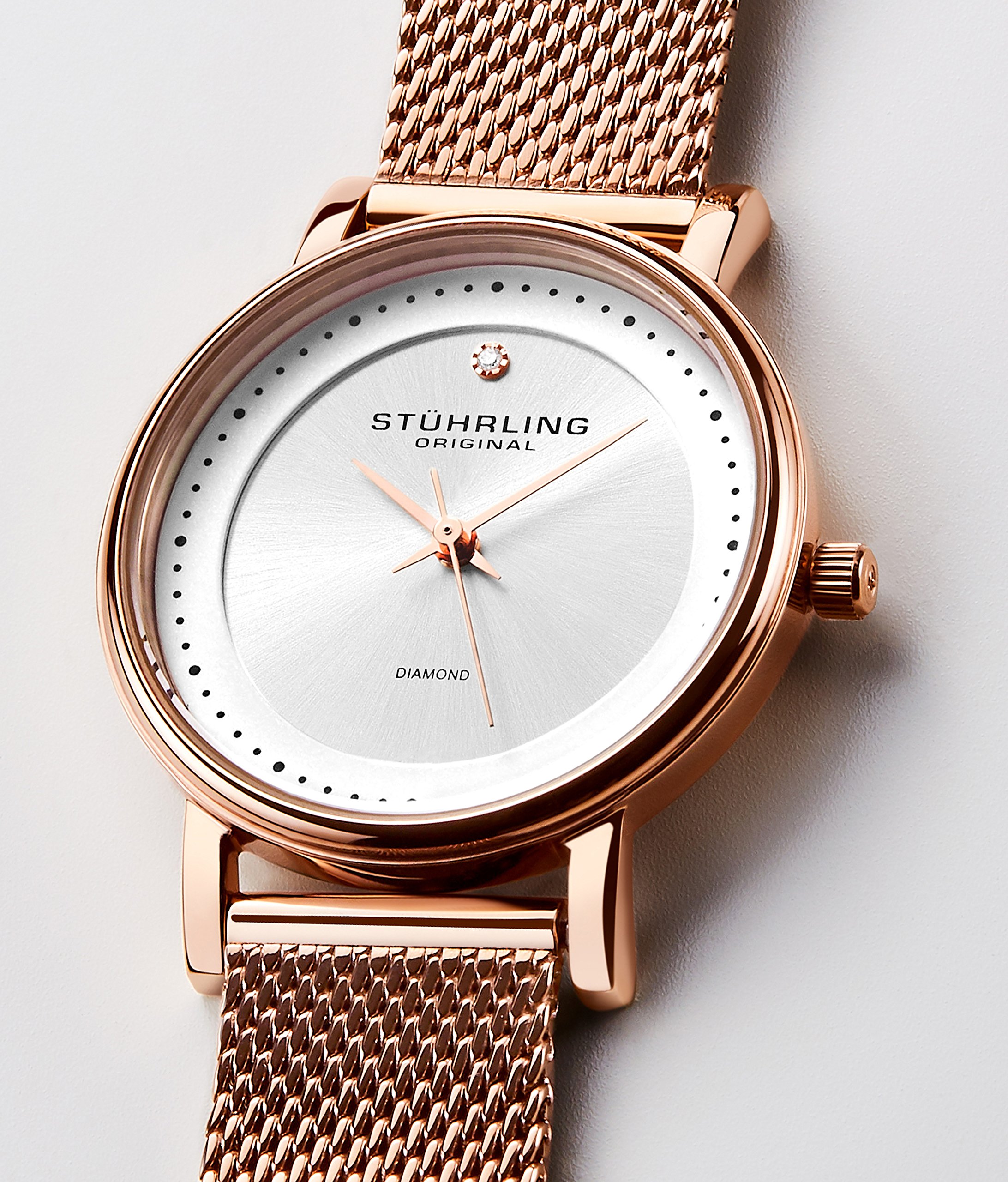 Stuhrling Original Women's Ascot Casatorra Elite Stainless Steel Watch with Diamond