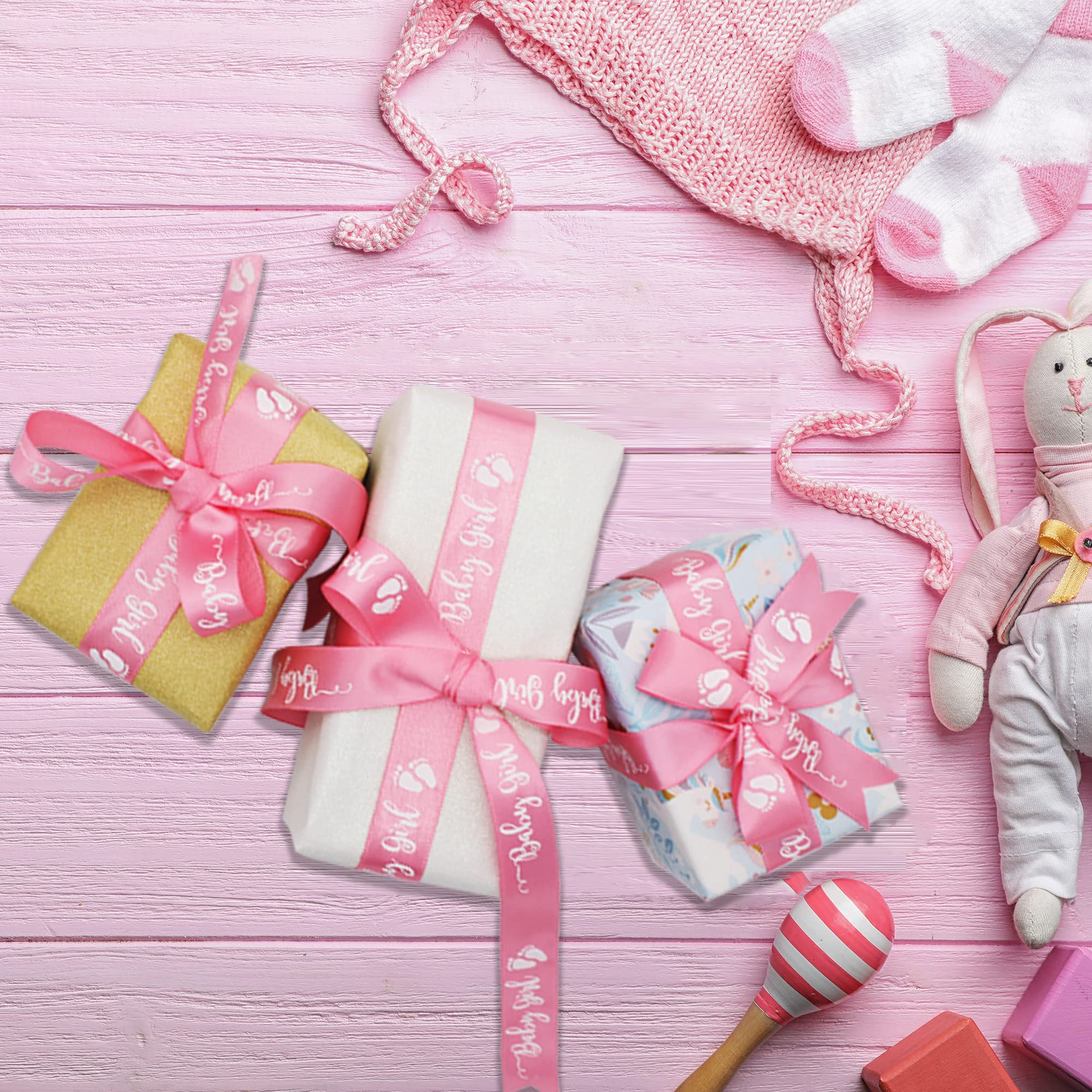 Baby Girl Pink Satin Ribbon 19mm Width Baby Girl Baby Shower Birthday Decoration …