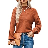 GRACE KARIN Women's Sweaters Turtleneck Lantern Sleeve Oversized Chunky Cable Knit Fall Tops