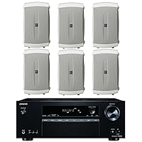 Onkyo 5.2 Channel Full 4K Bluetooth AV Home Theater Receiver + Yamaha High-Performance Natural Surround Sound 2-Way Indoor/Outdoor Weatherproof Speaker System (Set of 6)