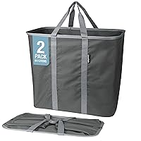 CleverMade Collapsible Laundry Caddy, Charcoal/Gray 2PK - 64L (17 Gal) Large Foldable Laundry Basket with Sturdy Pop-Up Wire Frame and Long Carry Handles - Space-Saving, Collapsible Laundry Basket