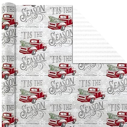 Hallmark 5JXW1034 Reversible Holiday Wrapping Paper Bundle, Winter Scene (Pack of 3, 120 sq. ft. ttl.)