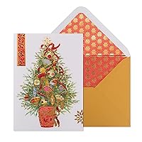 Christmas Boxed Card Set, Asian Fan Tree, Includes a Holiday Sentiment and Coordinating Envelope, Set of 8 (NXB-0023), multicolored, 5