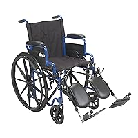 Drive Medical Blue Streak Wheelchair with Flip Back Desk Arms, Elevating Leg Rests, 16 Inch Seat