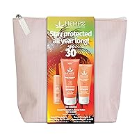 Daily Essentials Face, Body, & Lip Balm 30 SPF Sunscreen Kit - Sweet Pineapple & Honey Melon Scent, Includes Sunscreen For Face, Body, Lips & A Free On-The-Go Bag