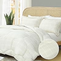 HIG 3 Pieces Modern Plaid Pattern Comforter Set, Reversible Honeycomb Stitch Craft Bedding Set for Bedroom, Cationic Dyeing Comforter with 2 Pillow Shams, Beige, King Size (Dave)