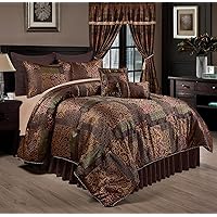 Amelia 9-Piece Floral Jacquard Patchwork Comforter Set, King, Multi-Color