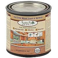 SamaN Interior One Step Wood Seal, Stain and Varnish – Oil Based Odorless Dye - Protection for Furniture and Fine Wood (Golden Maple SAM-302, 8 oz)