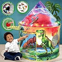 W&O Dinosaur Discovery Kids Tent with LED Lights, Roar Button and 6 Dino Toys an Extraordinary Dinosaur Tent, Pop Up Tent for Kids, Dinosaur Toys for Kids Girls & Boys, Kids Play Tent