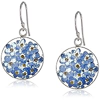 Amazon Essentials Sterling Silver Pressed Flower Circle Drop Earrings (previously Amazon Collection)
