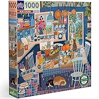 eeBoo Piece and Love Blue Kitchen 1000 Piece Square Adult Jigsaw Puzzle/Ages 14+ (PZTBUK)