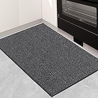 BEQHAUSE Kitchen Rugs and Mats,Non Skid Washable Absorbent Kitchen Runner Rug with TPR Backing for Kitchen,Front of Sink,Laundry (Dark Grey,20
