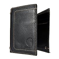 Carhartt Men's Rugged Pebble Leather Wallet, Available in Multiple Styles, Black (Trifold), One Size