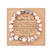 Gifts for Daughter/Granddaughter/Niece/Daughter in Law/Son Valentines Day Gifts Natural Stone Sweet Heart Bracelet from Mom Dad Grandma Aunt