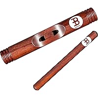 Meinl Percussion Red Finish African Select Hardwood Claves Musical Instrument Sticks, Hollow Body — NOT Made in China — for Live, Studio and Classrooms, 2-Year Warranty (CL3RW)