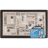 Drymate Pet Bowl Placemat, Dog & Cat Food Feeding Mat - Absorbent Fabric, Waterproof Backing, Slip-Resistant - Machine Washable/Durable (USA Made) (12” x 20”) (Linen Tan)